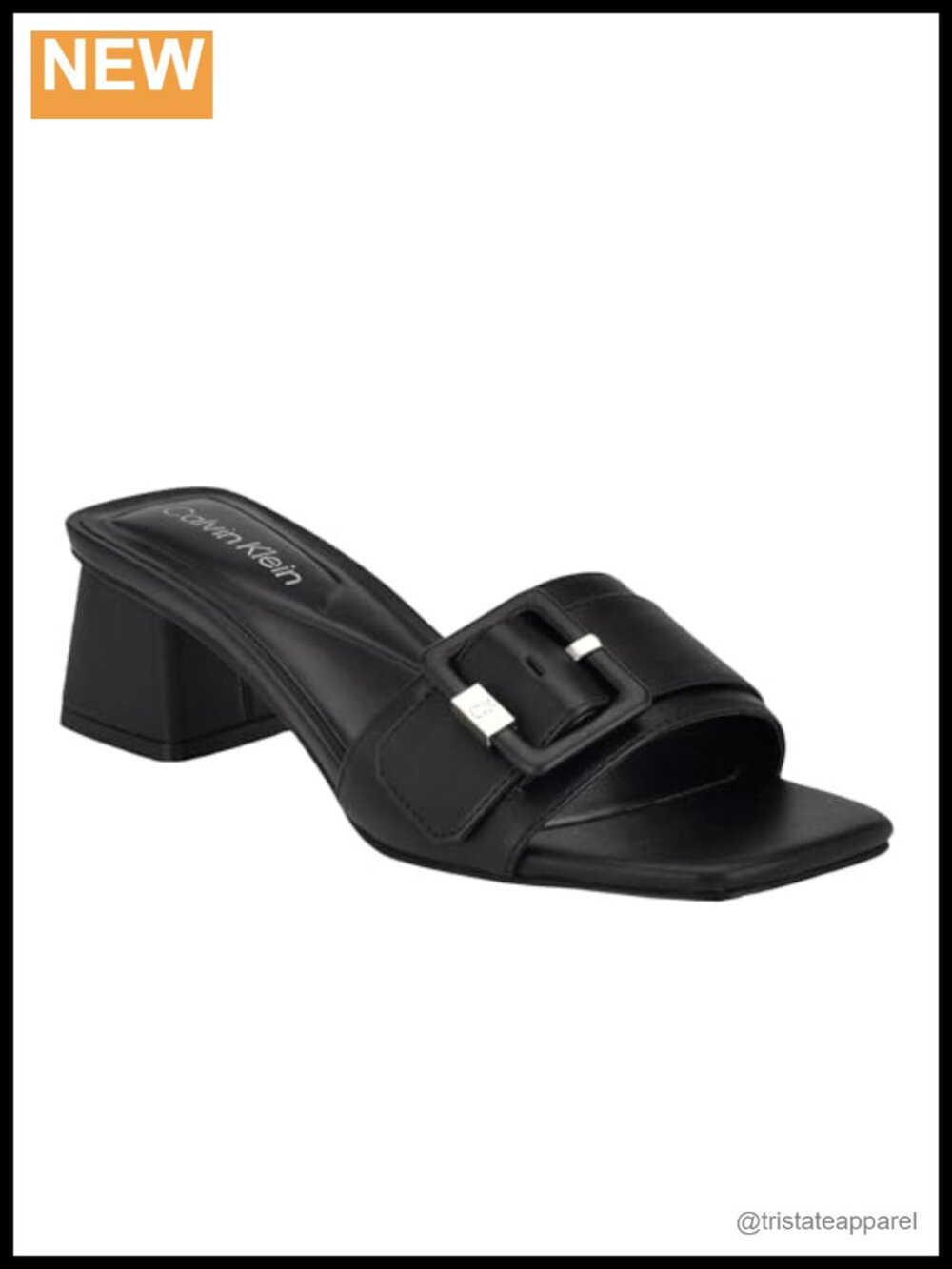 Calvin Klein Ariella Heeled Sandals Slip-On Block Heel Square Toe
